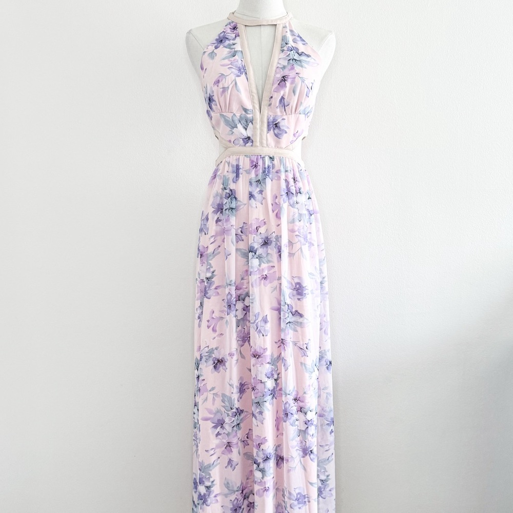 Anthropologie Floral Maxi Dress in Lavender and White
